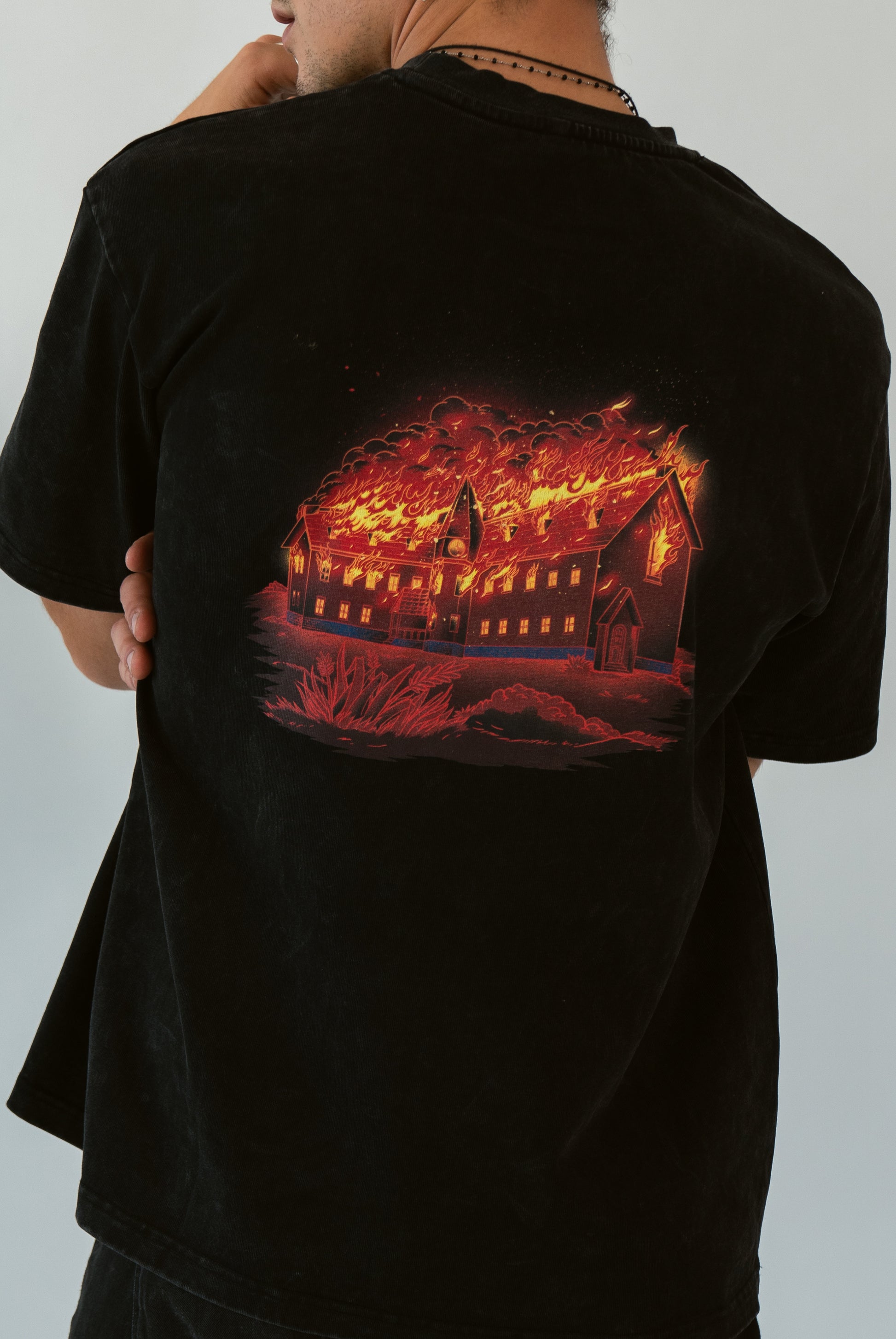 "BURNING HOME" WASHED BOXY T-SHIRT